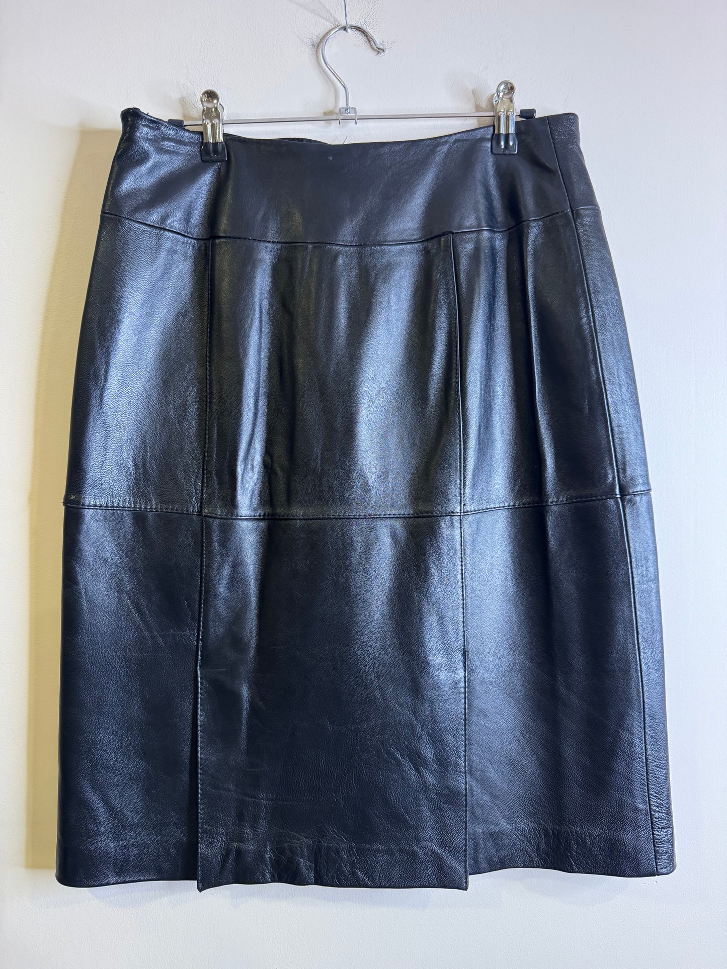black genuine leather skirt - medium
