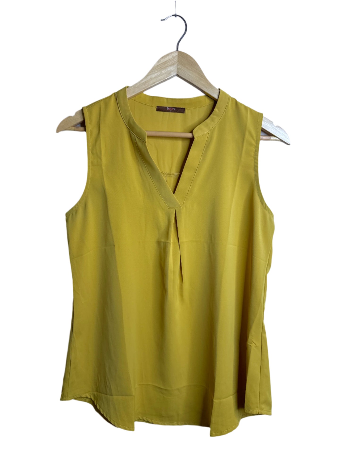 mustard sleeveless blouse - small