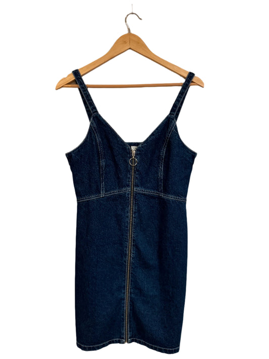 denim mini dress zip up - size 8