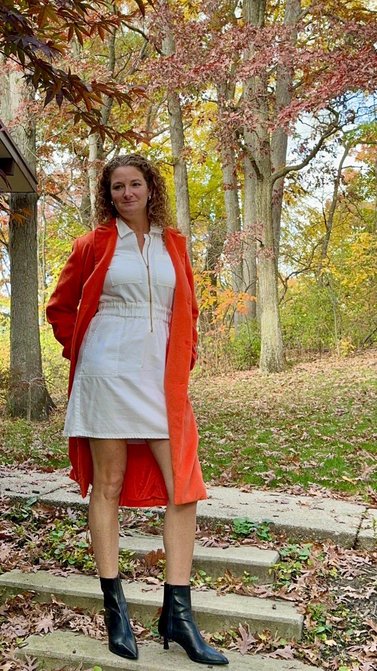 orange wool blend coat - small