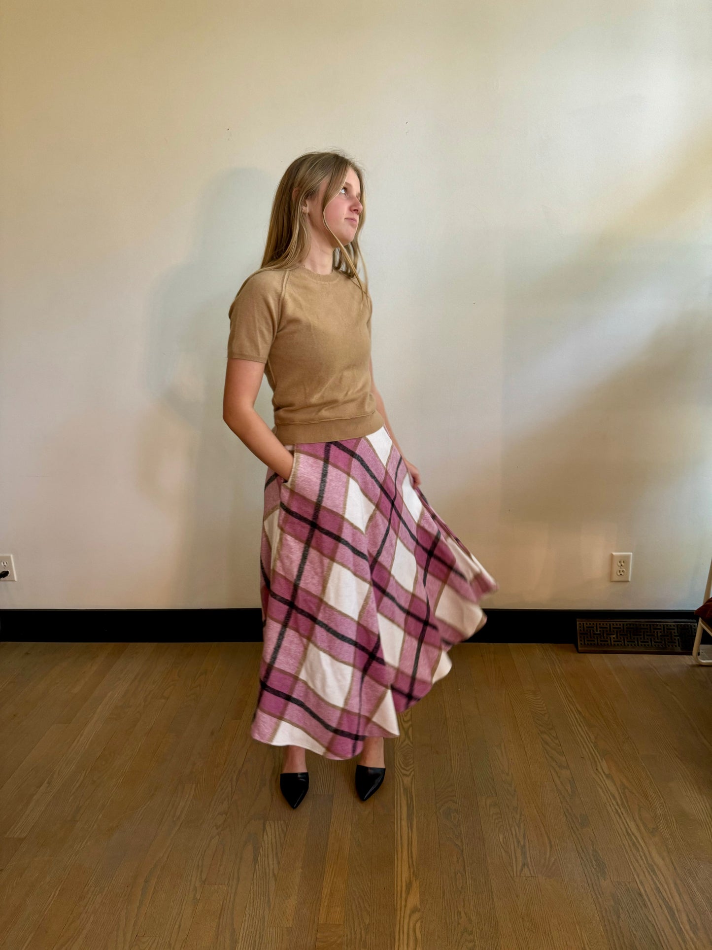 wool plaid skirt - small