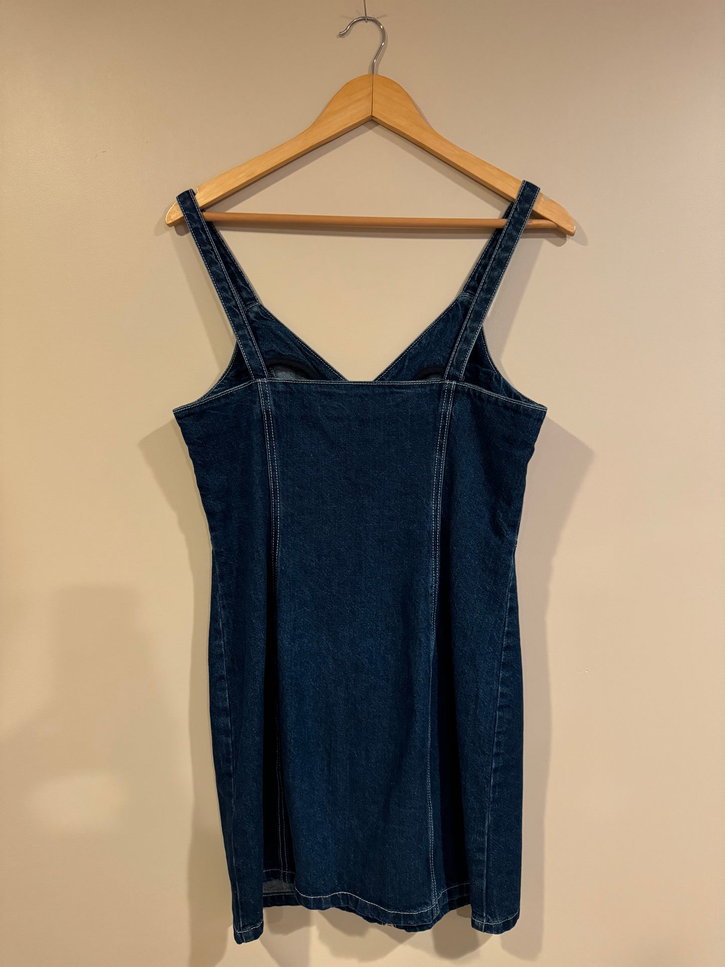 denim mini dress zip up - size 8