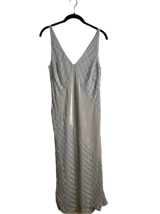 grey velvet dot midi dress - size 8