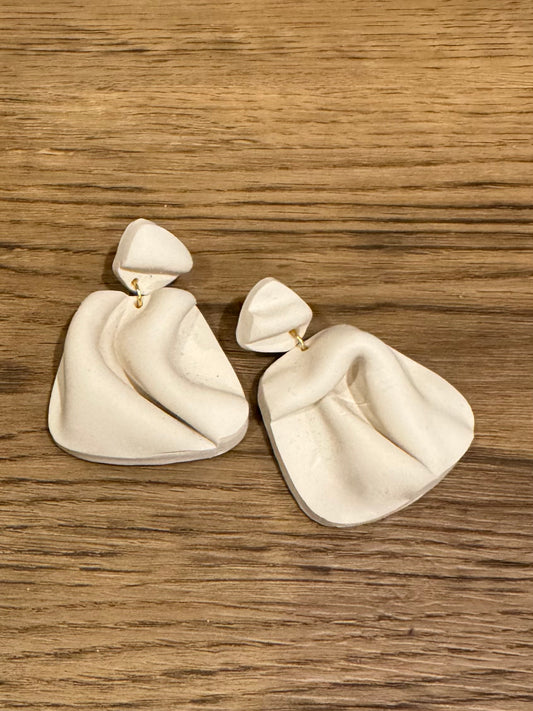 handmade cream clay earrings