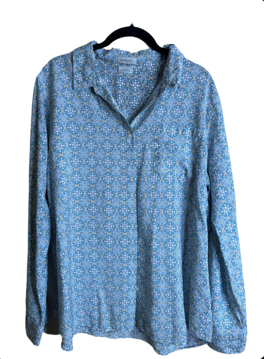 trellis print button up - XL