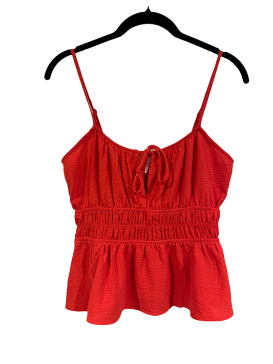 coral peplum top - small