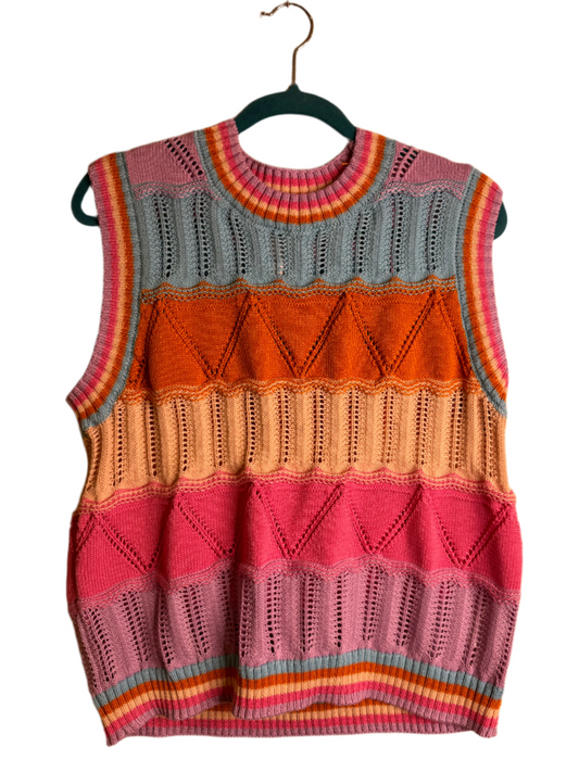 textured sweater vest - 1X