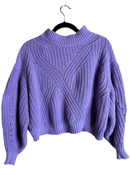 lavender balloon sleeve sweater - large