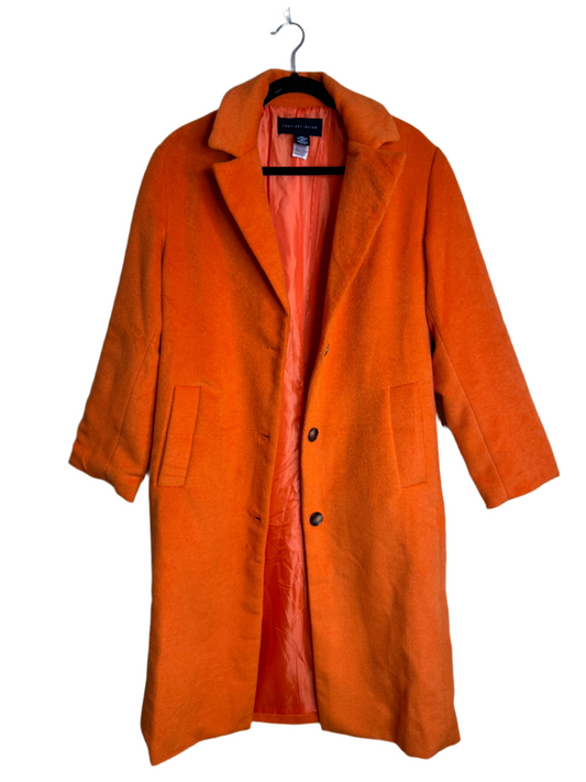 orange wool blend coat - small