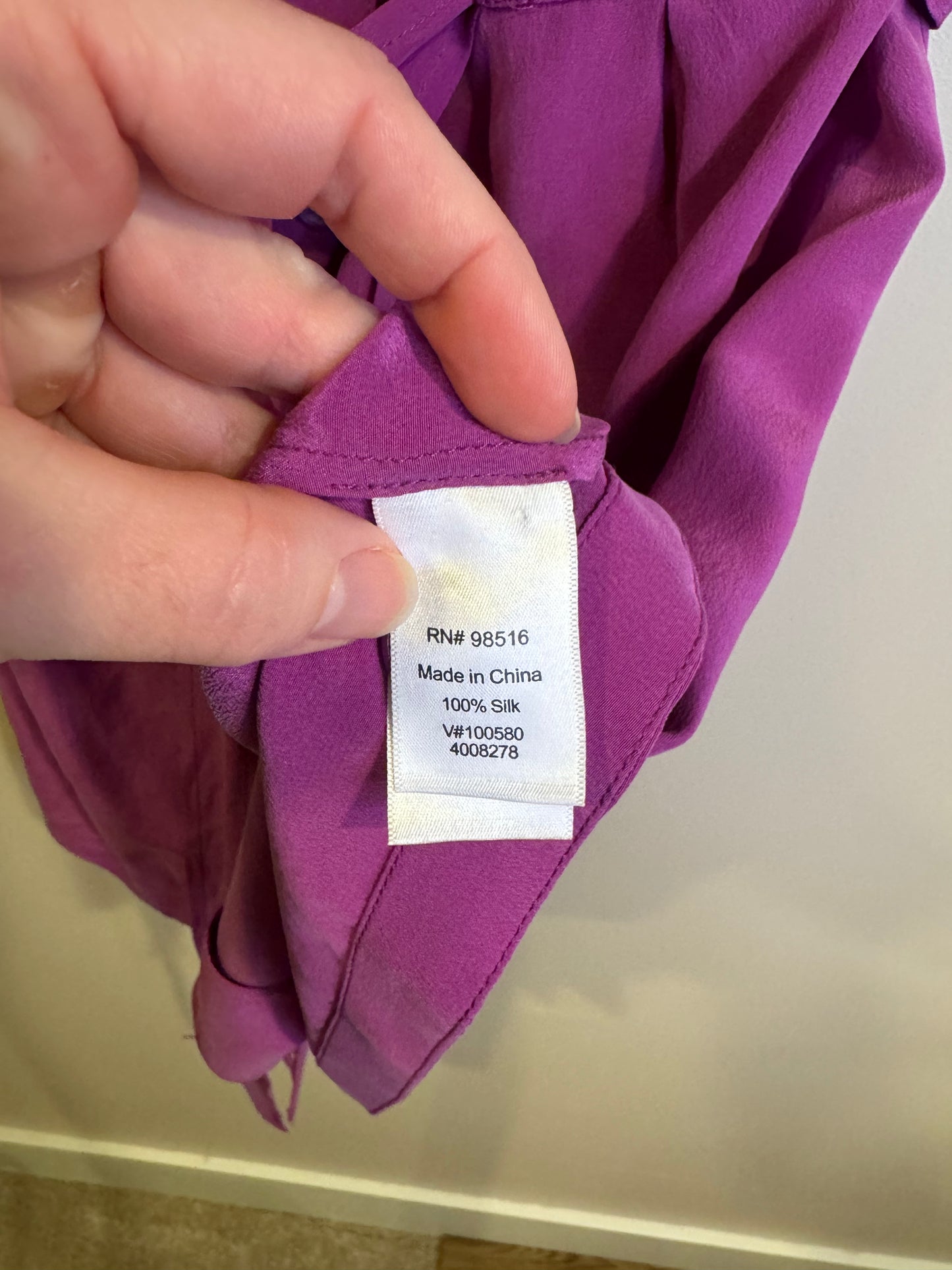 purple silk dress - petite 6-8 NWT retail $150