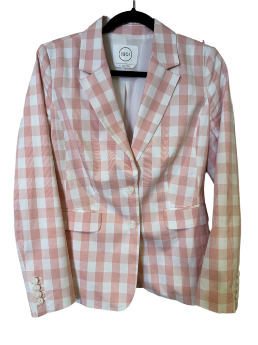 pink checked blazer - size 6