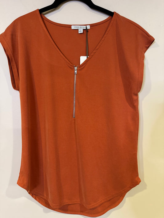burnt orange sleeveless shirt - small NWT
