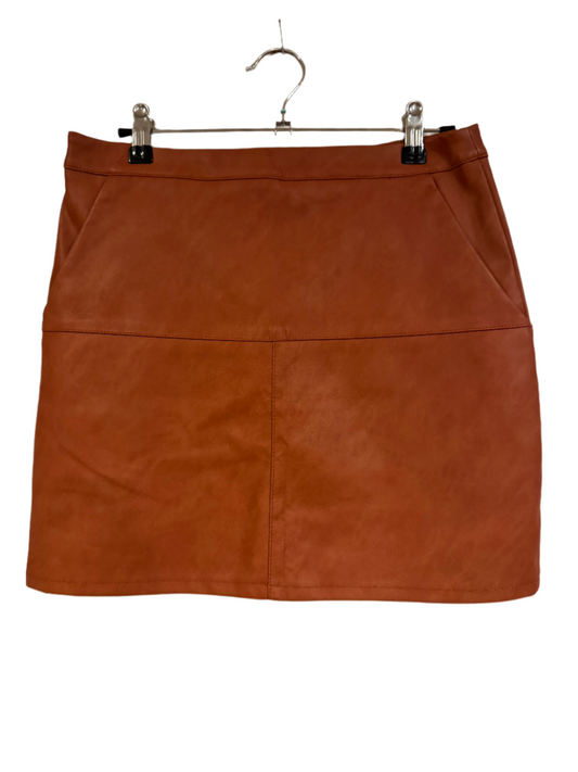 vegan leather camel skirt - medium