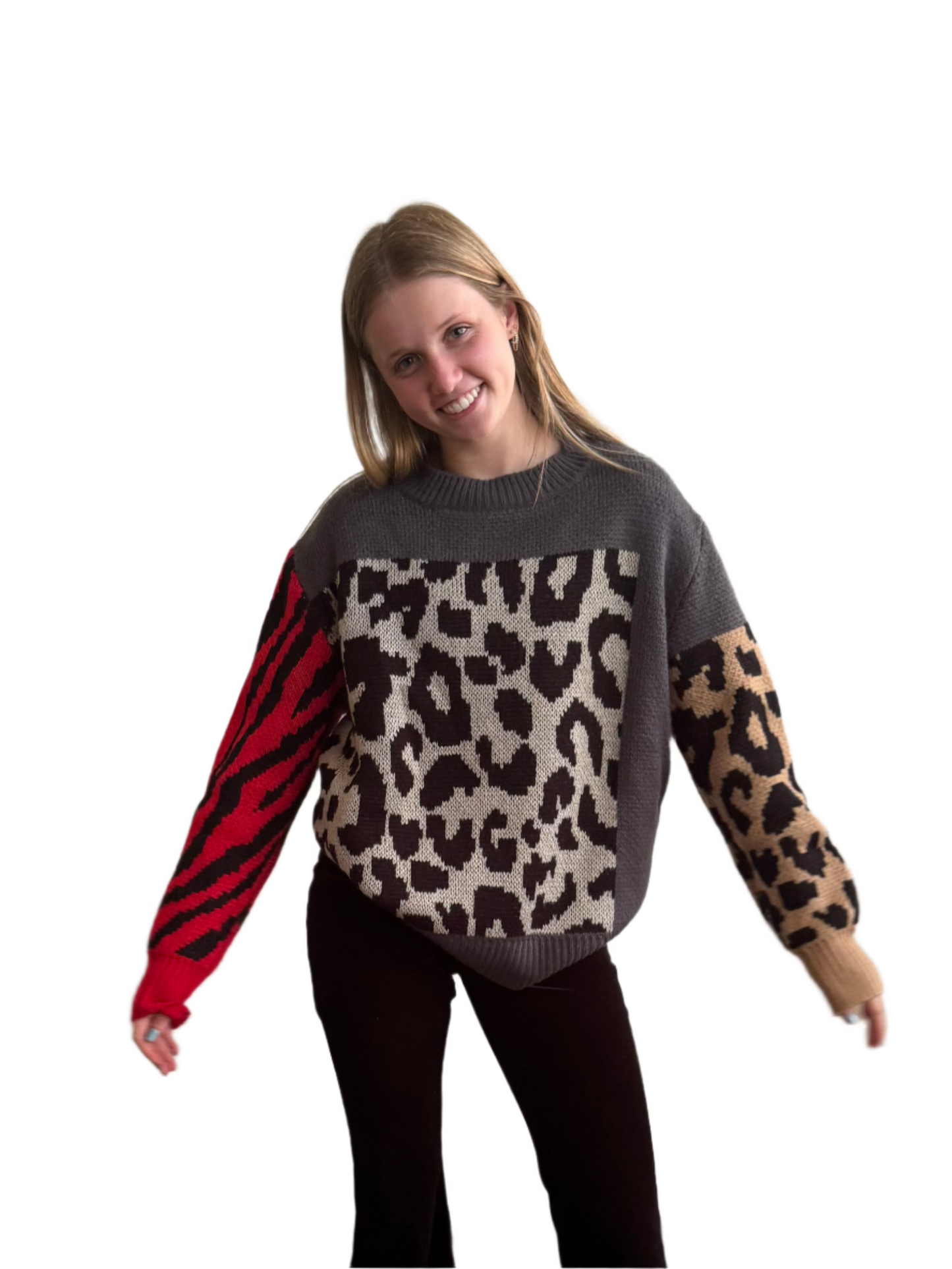 animal print sweater - medium