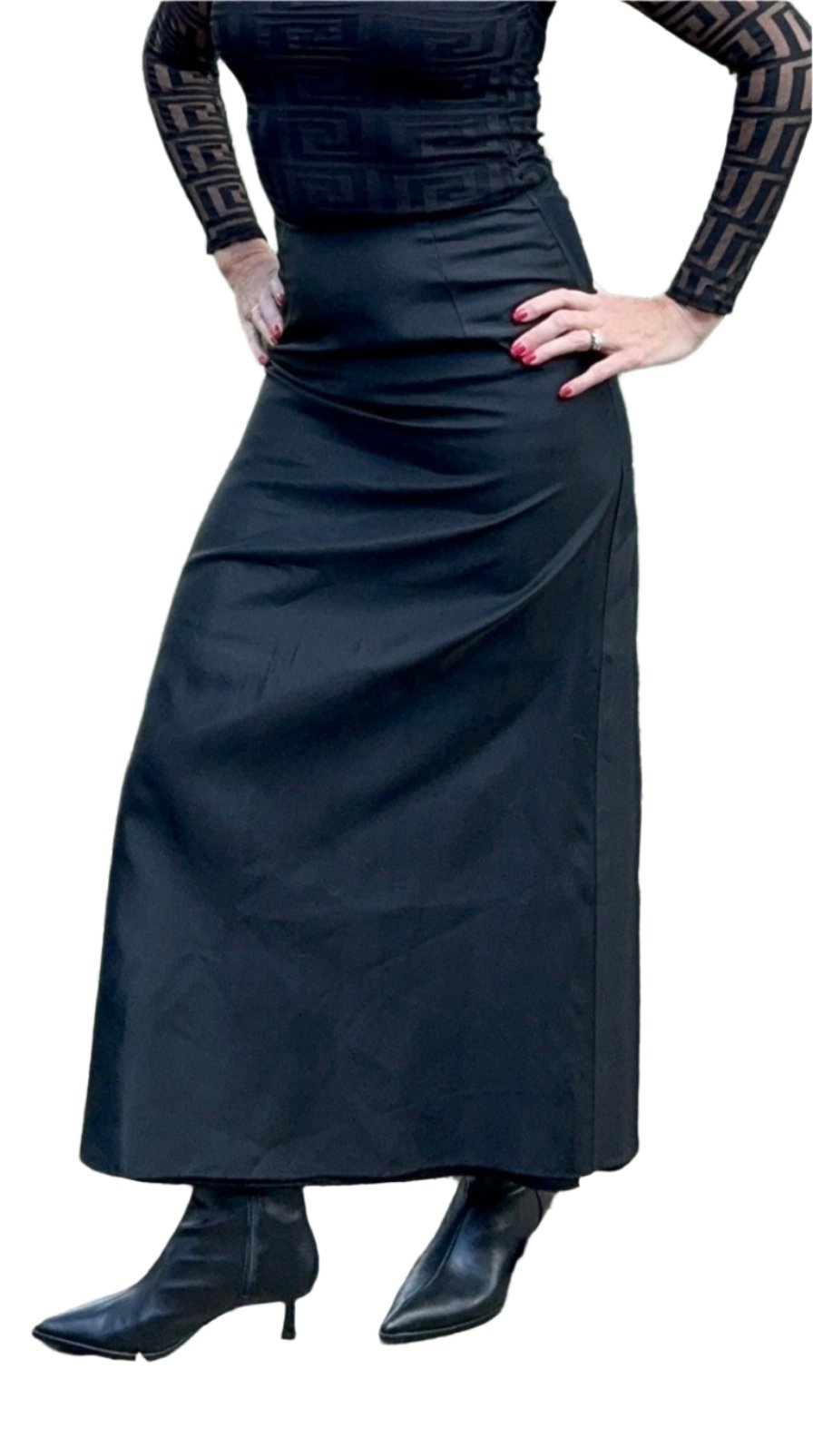 Vintage black A line maxi skirt - size 6