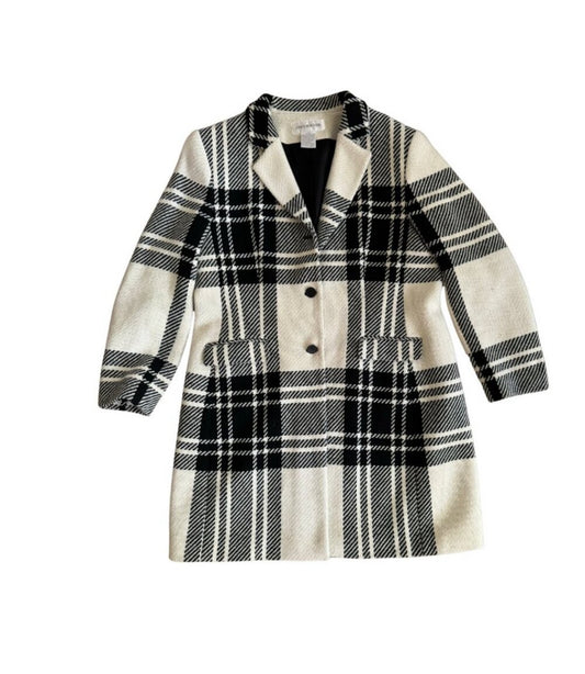 houndstooth wool blend coat - size 16