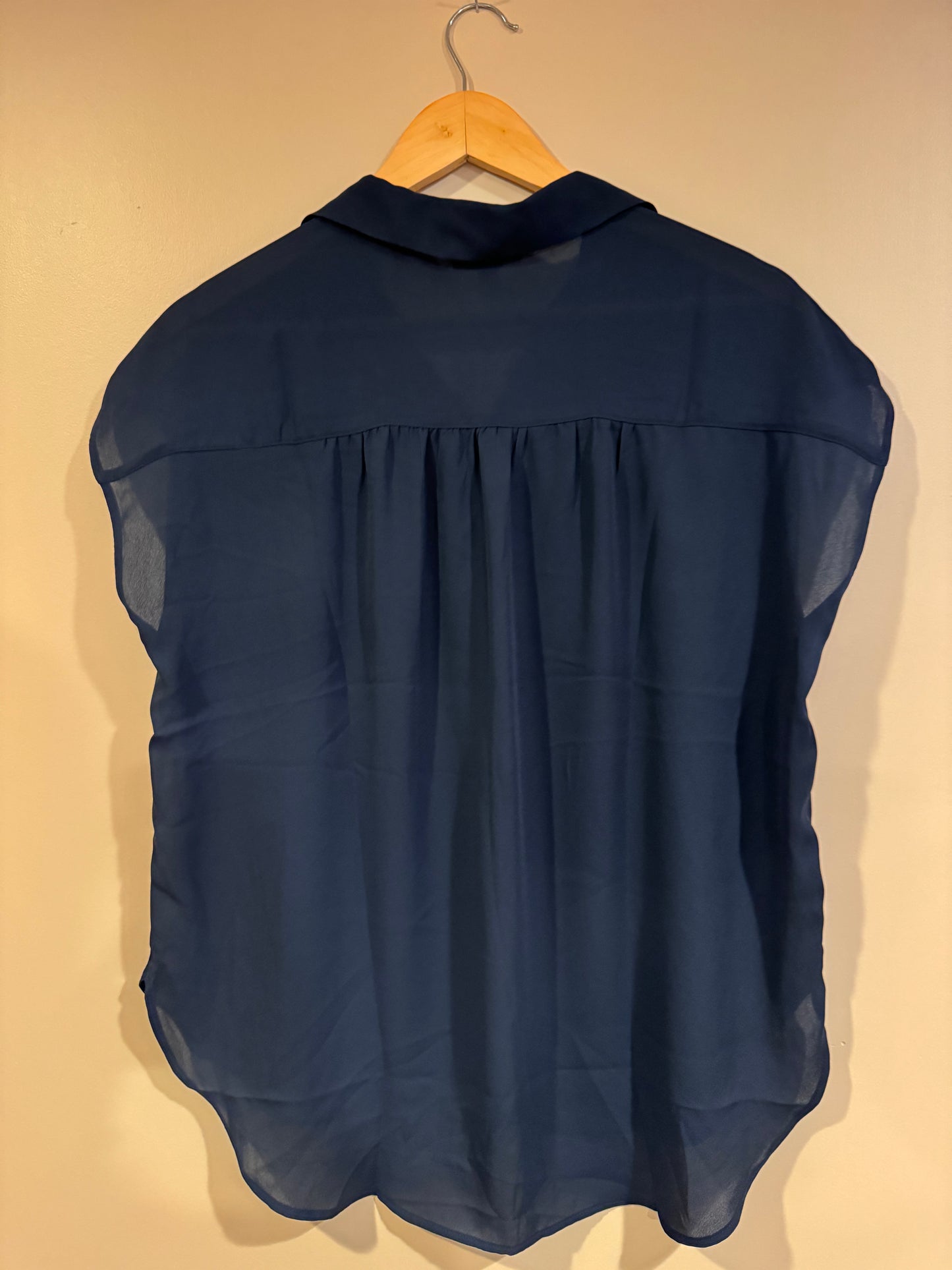 navy cap sleeve blouse - medium