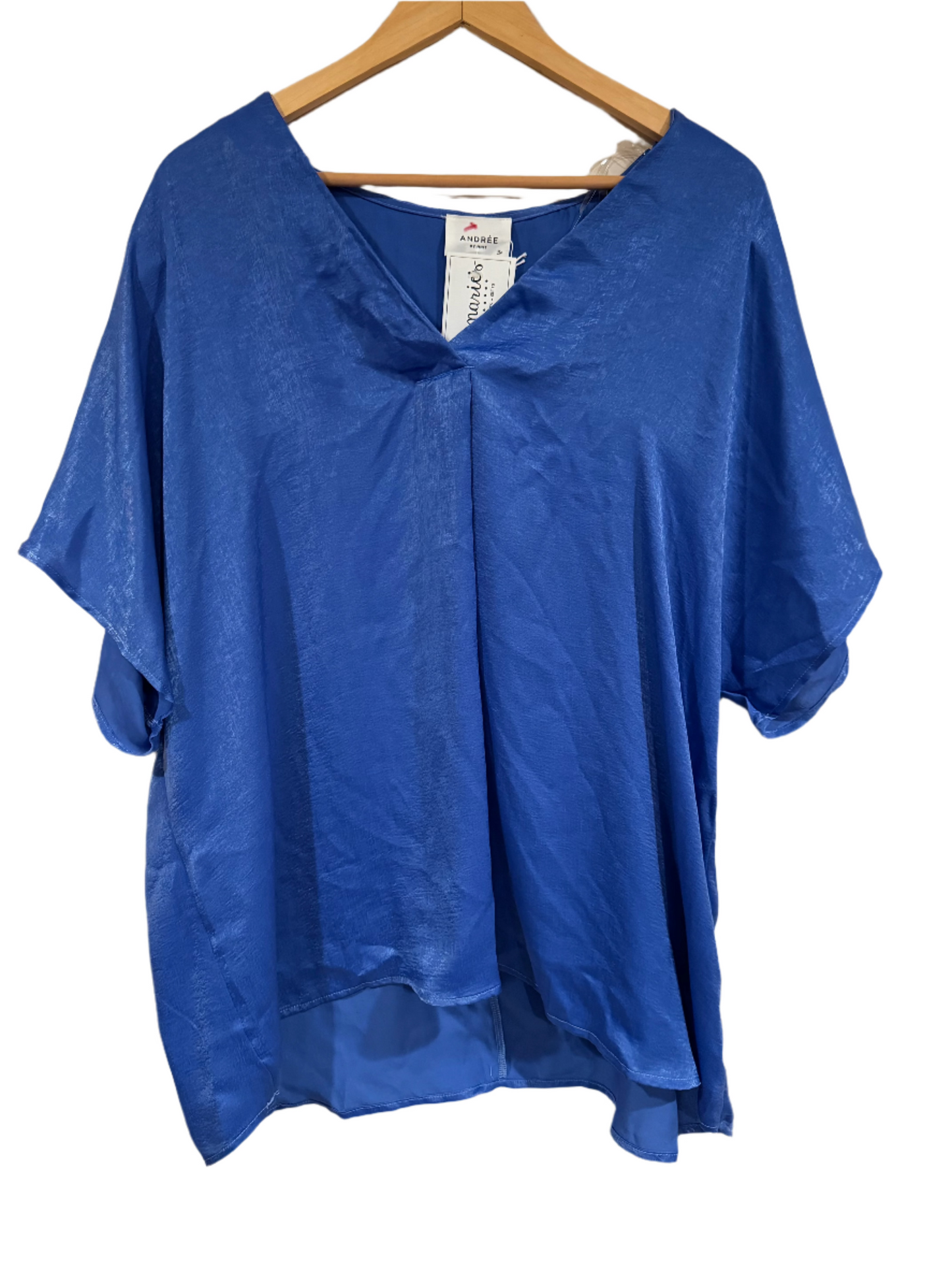 Short sleeve blue boutique blouse - size 3X