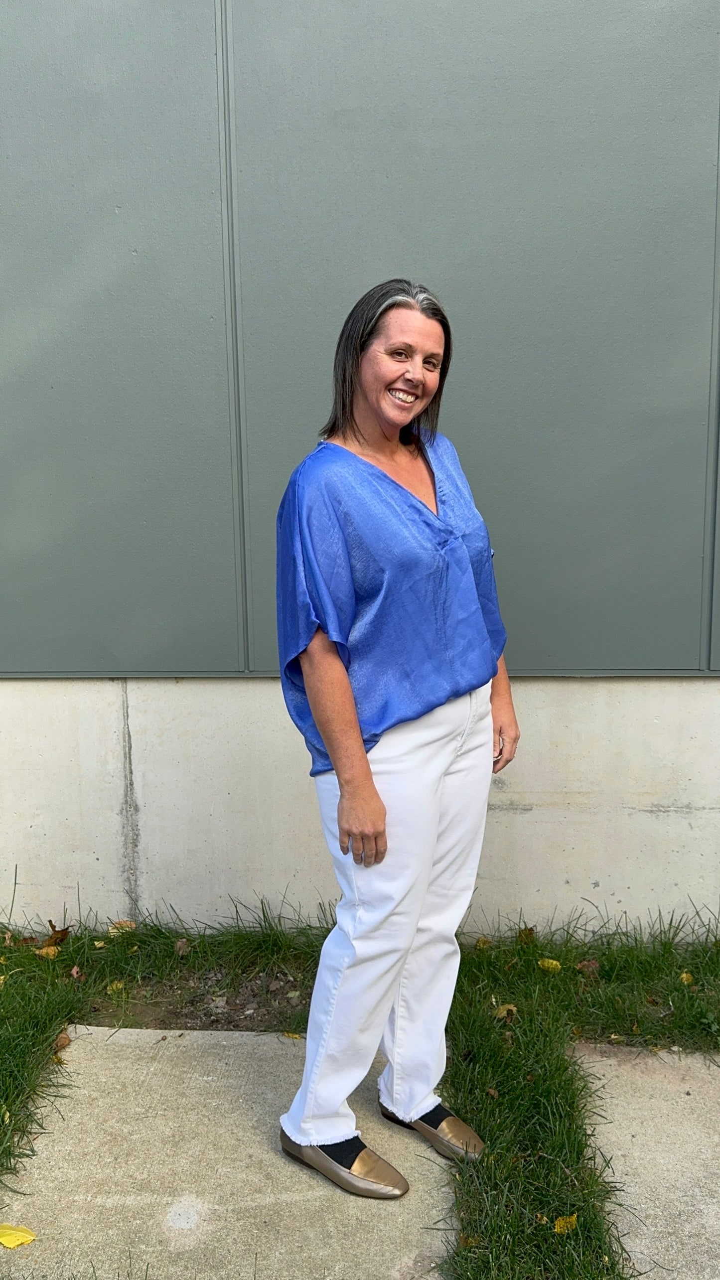 Short sleeve blue boutique blouse - size 3X