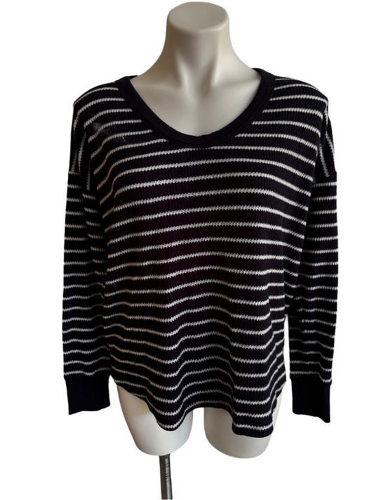 Lou & Grey navy/white thermal  top - size Medium