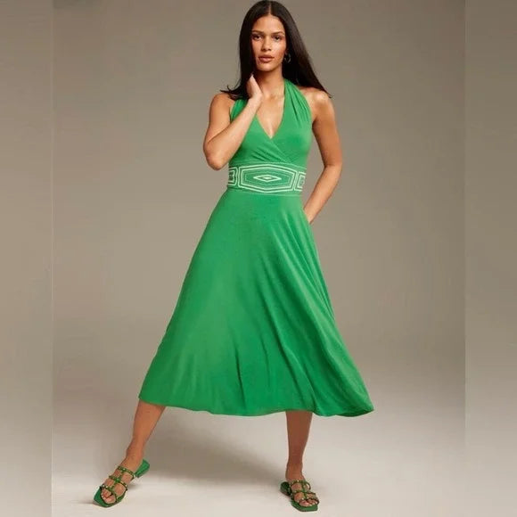 WHBM kelly green halter dress - size 10