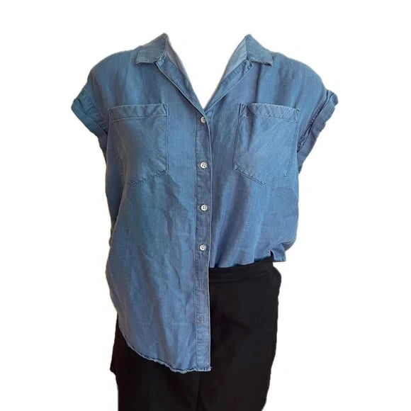 cap sleeve denim shirt - size 2