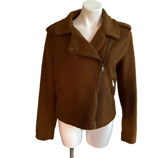 Faux Shearling Moto Jacket - size medium