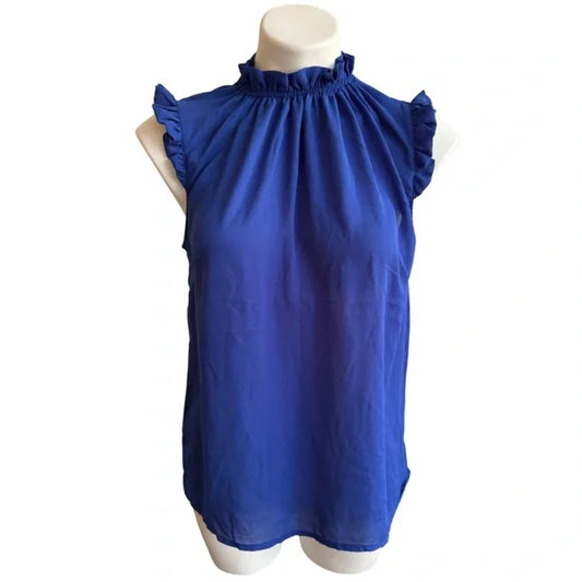 sleeveless royal blue blouse -medium