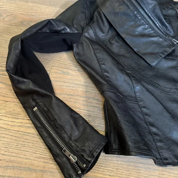 vegan leather Moto jacket - size small