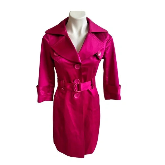 hot pink trench coat - XS